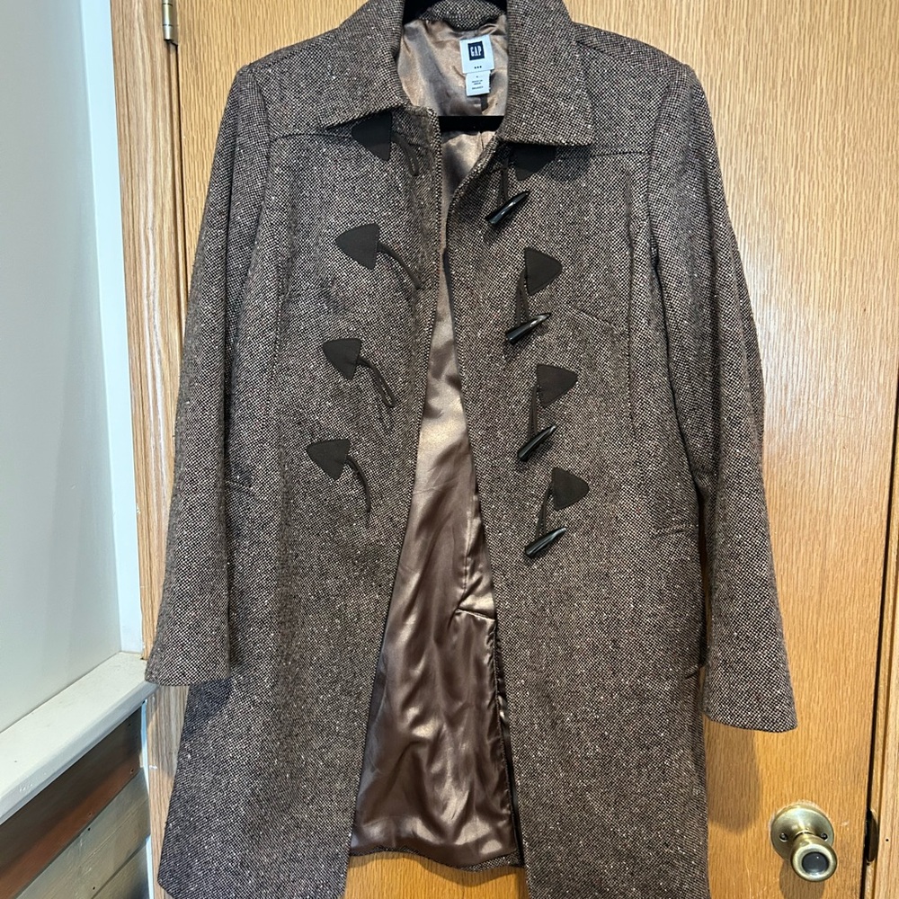 GAP Brown Herringbone Toggle Pea Coat